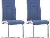 Cantilever Dining Chairs 2 pcs Blue Fabric