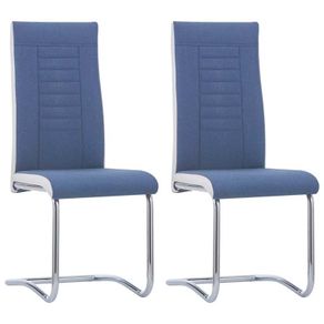Cantilever Dining Chairs 2 pcs Blue Fabric