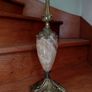 Antique French Brass and Onyx Marble Beautiful Table Lamp Circa 1950s Image 2
