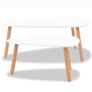 Coffee Table Set 2 Pieces Solid Pinewood White Image 4