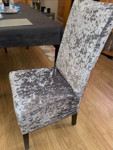 Grey crushed velvet large chair cover 10 euro each