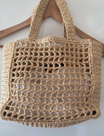 Prada Raffia Crochet Bag small