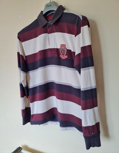 Tommy hilfiger rugby polo Size large Pit to pit 22" stripe cotton number 5 in excellent condition