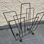 Atomic MidCentury Vintage retro black metal 1950s magazine rack Image 5