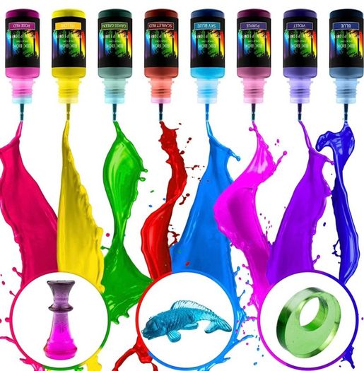 16 Highly Concentrated Resin Pigment Liquid Dye by Bik Bok Creations - 16 Epoxy Colours Lightfast Intense and Inter-mixable, Perfect for Jewellery Making and Other DIY Arts and Crafts (FREE POSTAGE)