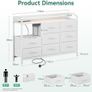 Chest of Drawers with Charging Station and LED Light, Dresser TV Stand with 8 Fabric Drawers Image 2