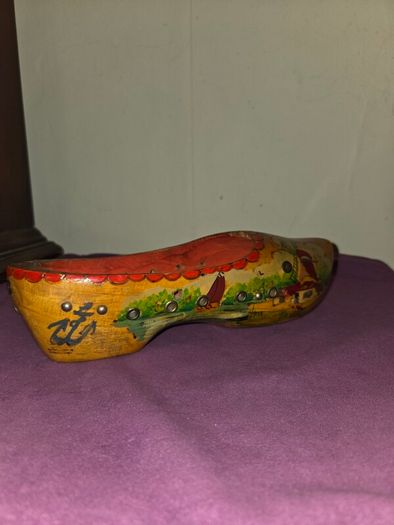 Vintage hand painted wooden Clog