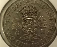 English 2 Shilling Coin 1941