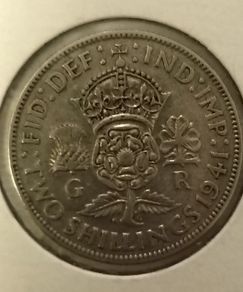 English 2 Shilling Coin 1941