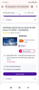 Samsung QE43Q60DAUXXU 2025 smart tv with Bixby and Alexa