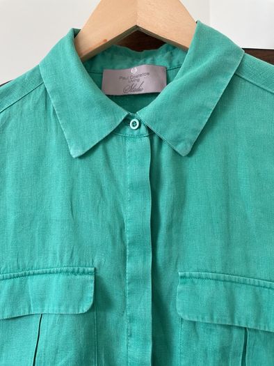 Green linen blouse Size 12 EU 40