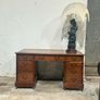 Vintage mahogany pedestal desk with leather top Image 2