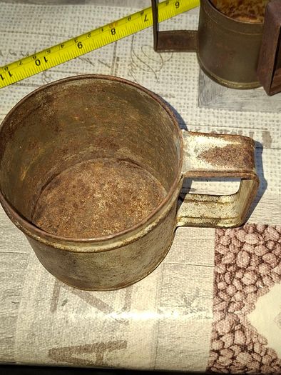 Rare 13 Piece Lot of Antique Chavagnat Tin Measuring Demi-Litre from Paris, France, dating  approximately 1800s.