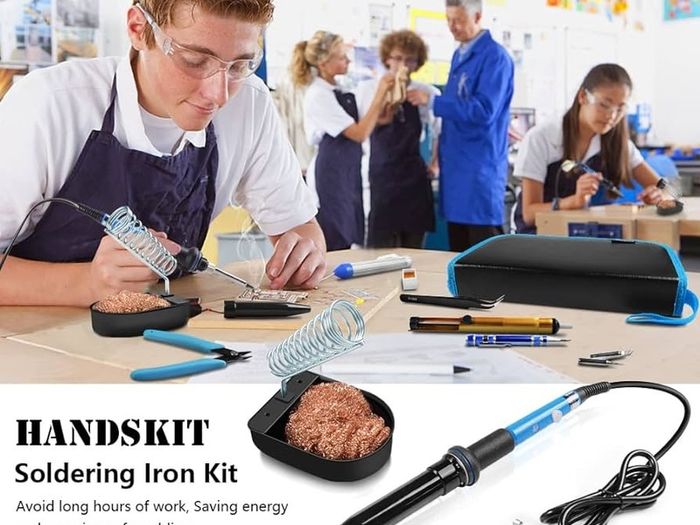 NEW SALE | Soldering Iron, Soldering Iron Kit with Solder, 60W Adjustable Temperature Soldering Kit, 2 Soldering Tips, Desoldering Pump, 8in1 Screwdriver, Tin Wire Tube, Soldering Iron Stand, Tweezers