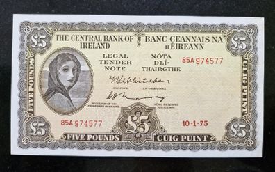 Ireland 1975 Lady Lavery 5 Pound  Banknote