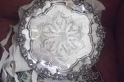a antique silver plated salver with gadroom border