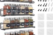 Spice Rack Wall Mounted 4 Pack Spice Rack for Inside Cupboard Adhesive Spice Organiser Kitchen Cupboard Organiser