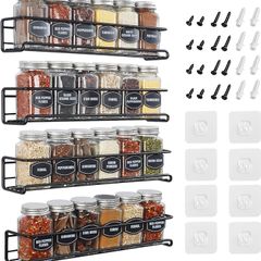Spice Rack Wall Mounted 4 Pack Spice Rack for Inside Cupboard Adhesive Spice Organiser Kitchen Cupboard Organiser