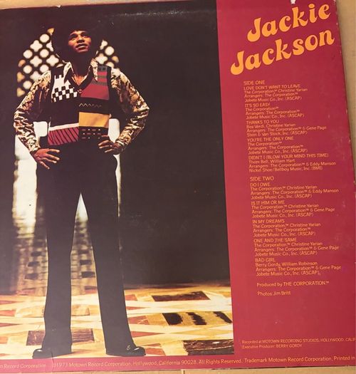 Jackie Jackson Original 1973 US Motown LP and Jackson Five Inner Sleeve
