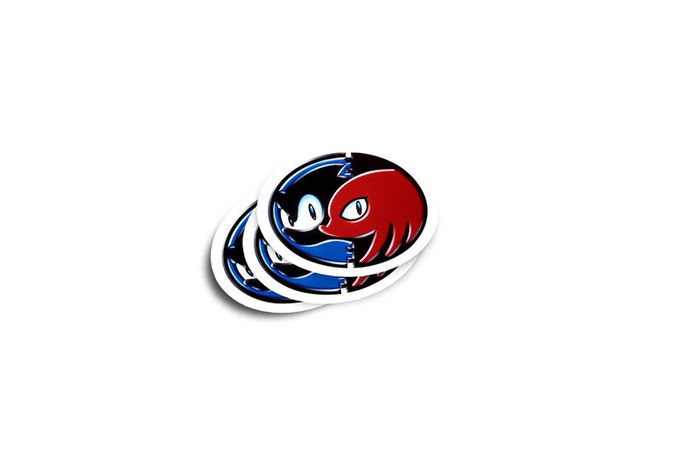 Sonic and Knuckles Sega Megadrive Logo Glossy Stickers 2-Pack