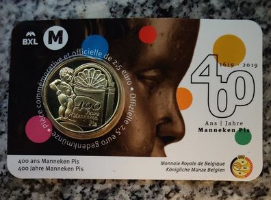 Belgium 2.5 Euro Brilliant Uncirculated Coin 2019 - 400 years Manneken Pis