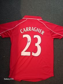 Signed Liverpool Jamie Carragher Treble winners Shirt