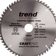 Trend CSB/CC21660T CraftPro Saw Blade for Wood 216 x 30mm x 60T