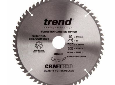Trend CSB/CC21660T CraftPro Saw Blade for Wood 216 x 30mm x 60T