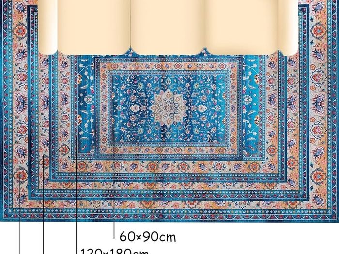 FREE EXPRESS SHIPPING Area Rugs Living Room Bedroom Kitchen Coloured Boho Rug Easy Care Medium Pile Large Rug Vintage Rug Blue Teal Rug (Blue 120x180 CM)