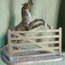 Vintage Large Solid Brass Horse on Base Horse Jumping Gate 11" x 9,5" Image 2