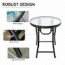 NEW SALE | 45CM Garden Round Table Foldable Dining Table with Safety Buckle Glass Tabletop Metal Covered Edge for Patio Garden Outdoor Indoor Space Image 4