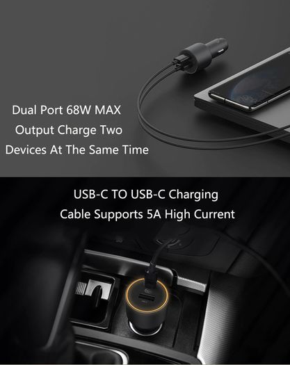 Xiaomi Mi 100W PD/PPS/QC4.0 Dual USB Mobile/Tab/Laptop Super Fast Car Charger + 1M USB-C PD 100W Charging Cable (Brand New/Warranty)
