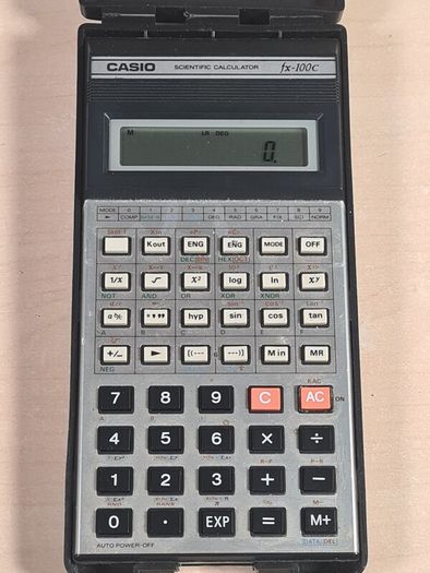 CASIO FX-100c vintage scientific calculator and case