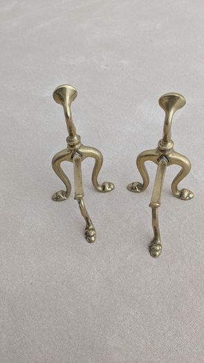 Brass fireplace fender and companion set