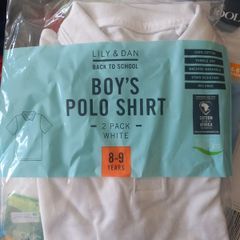 School polo shirt white : 8-9 yrs - NEW / UNUSED