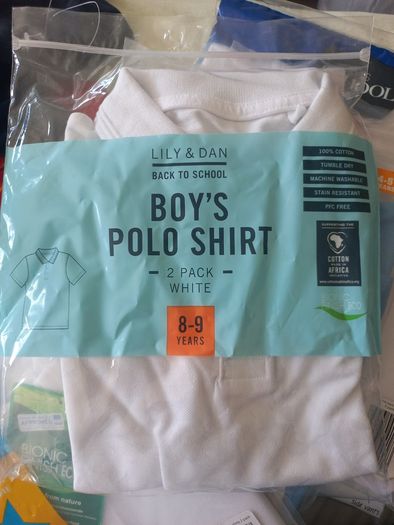 School polo shirt white : 8-9 yrs - NEW / UNUSED