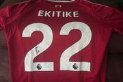 Hugo Ekitike signed Liverpool jersey