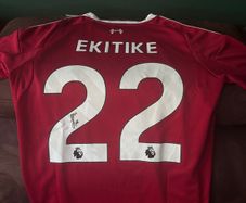 Hugo Ekitike signed Liverpool jersey