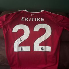 Hugo Ekitike signed Liverpool jersey