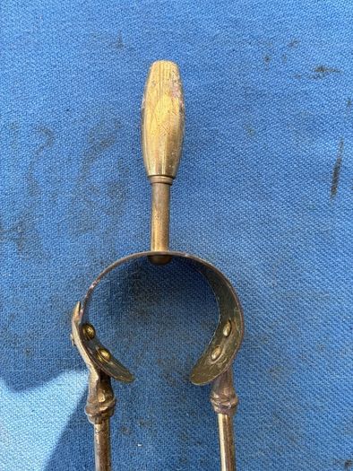 vintage brass fire tongs
