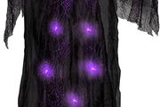 72 Inch Hanging Animated Talking Witch Decoration with Light-up Eyes and sound activation function for Halloween Haunted House Prop