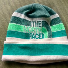 The North Face striped beanie hat