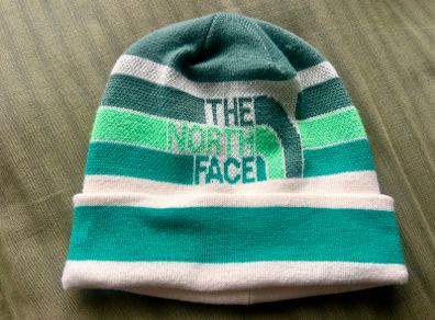 The North Face striped beanie hat