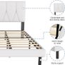 King Bed Frame, White, Upholstered Wooden Slat Bed Frame with Headboard, Easy Assembly, Underbed Storage, No Box Spring Needed 150 200 Image 6