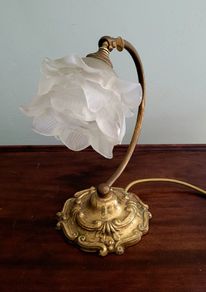 Art nouveau brass swan neck desk lamp