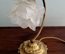 Art noveau brass swan neck desk lamp