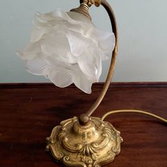 Art noveau brass swan neck desk lamp