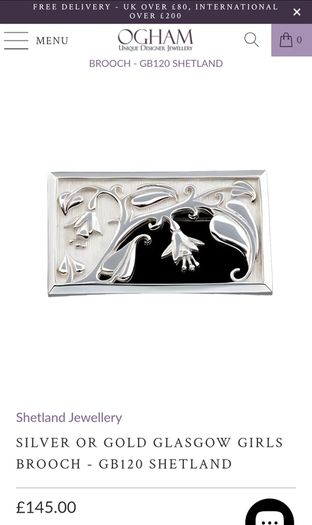 sterling silver Glasgow girls brooch