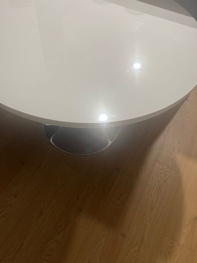 Large Kitchen Table - Jumbo Chrome Pod - High Gloss White