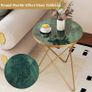 Round Coffe Table with Marble Effect Tabletop and Gold Metal Frame, Small Sofa Table Green Coffee Tables for Living Room, Bedroom, Sofa and Couch Image 3